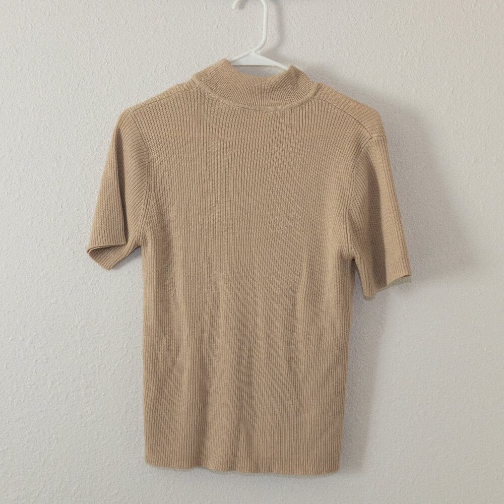 Turtle Neck Croft and Barrow Tan Top Size Small